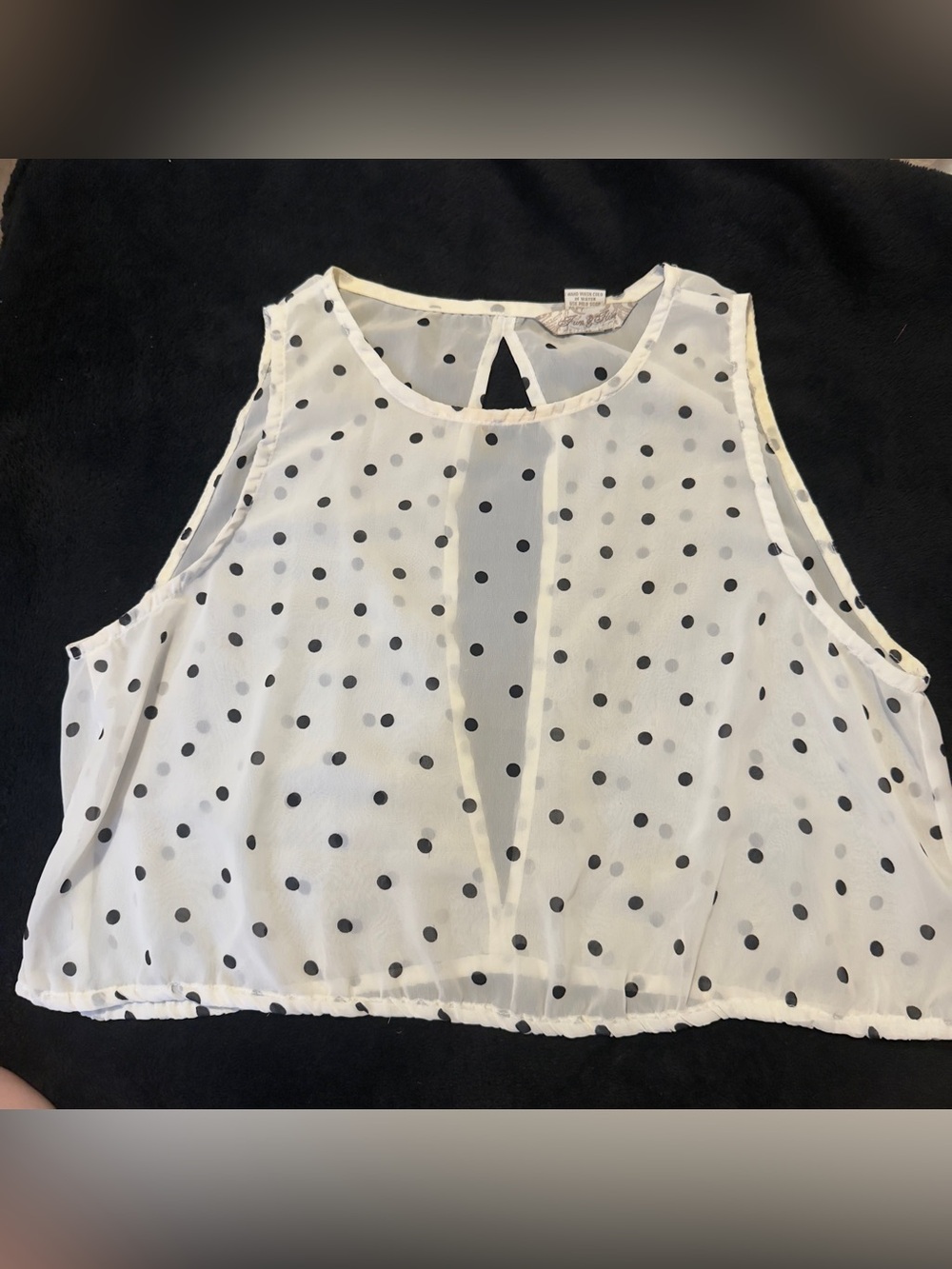 Fun & Flirt White Chiffon Polka Dot Crop Top - Black Dots